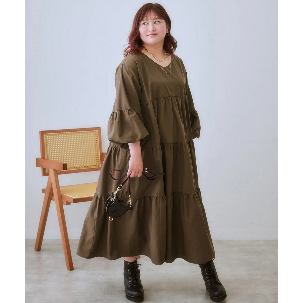 ゆるシルエットティアードデザインワンピース 大きいサイズ11
