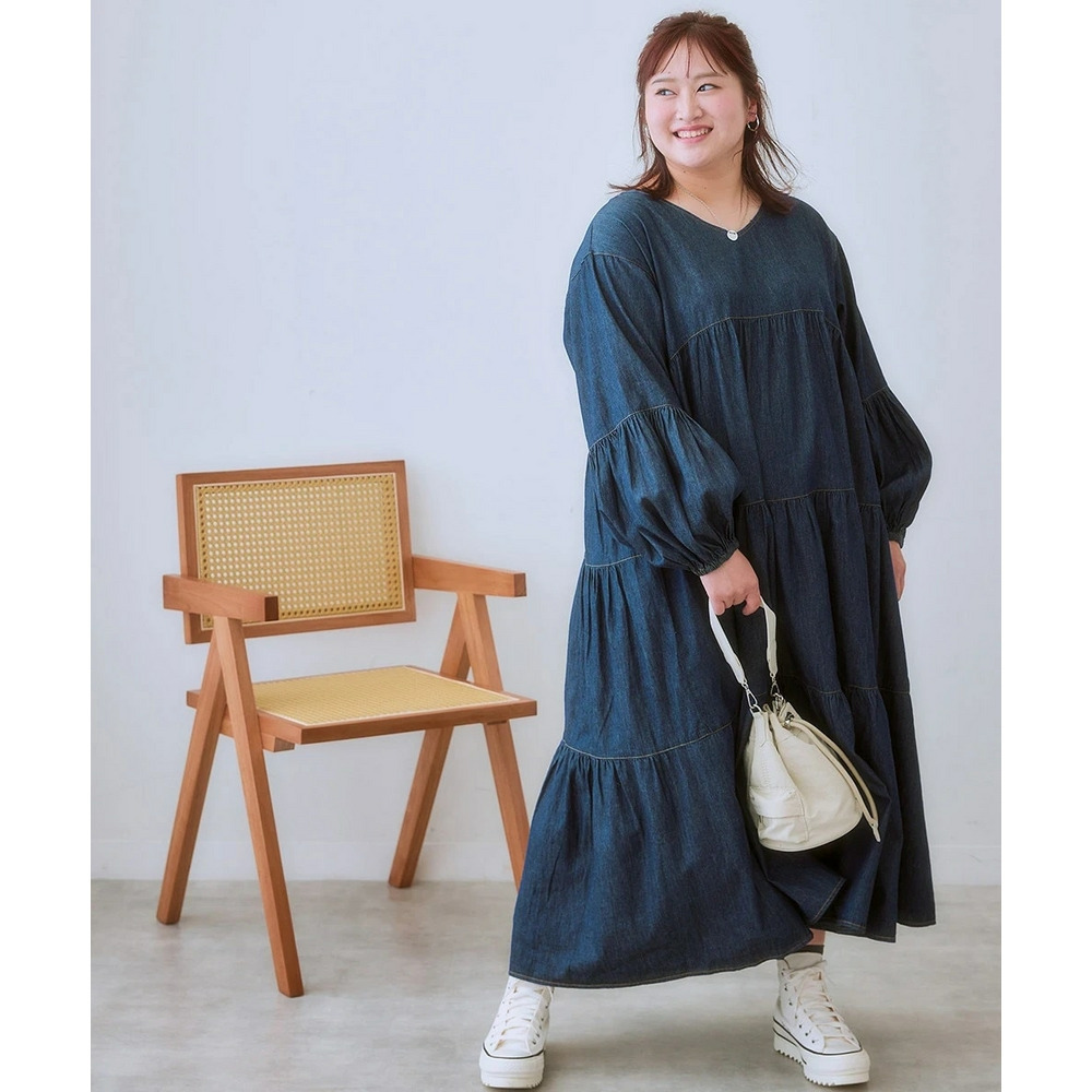 ゆるシルエットティアードデザインワンピース 大きいサイズ12