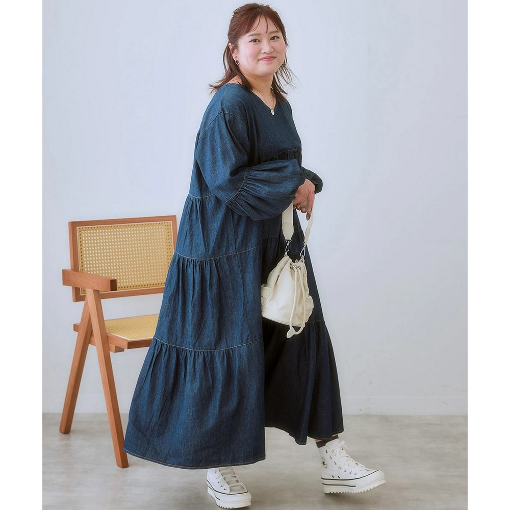 ゆるシルエットティアードデザインワンピース 大きいサイズ13