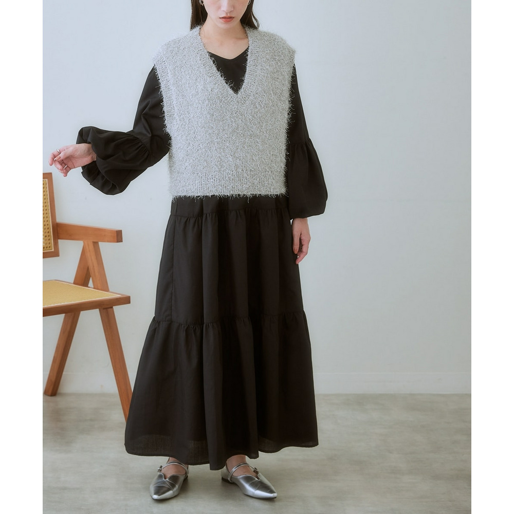 ゆるシルエットティアードデザインワンピース 大きいサイズ17