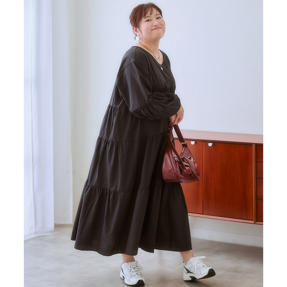 ゆるシルエットティアードデザインワンピース 大きいサイズ19