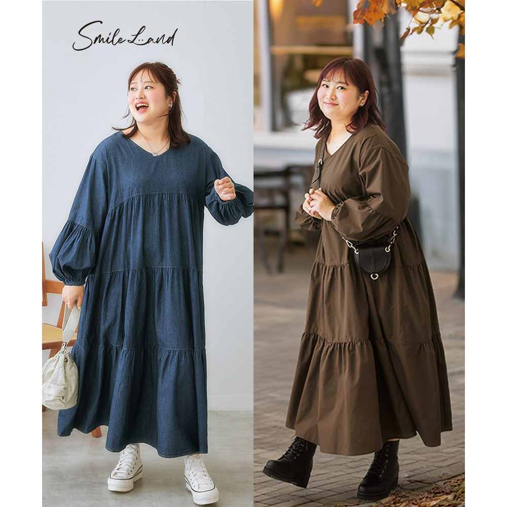 ゆるシルエットティアードデザインワンピース 大きいサイズ2