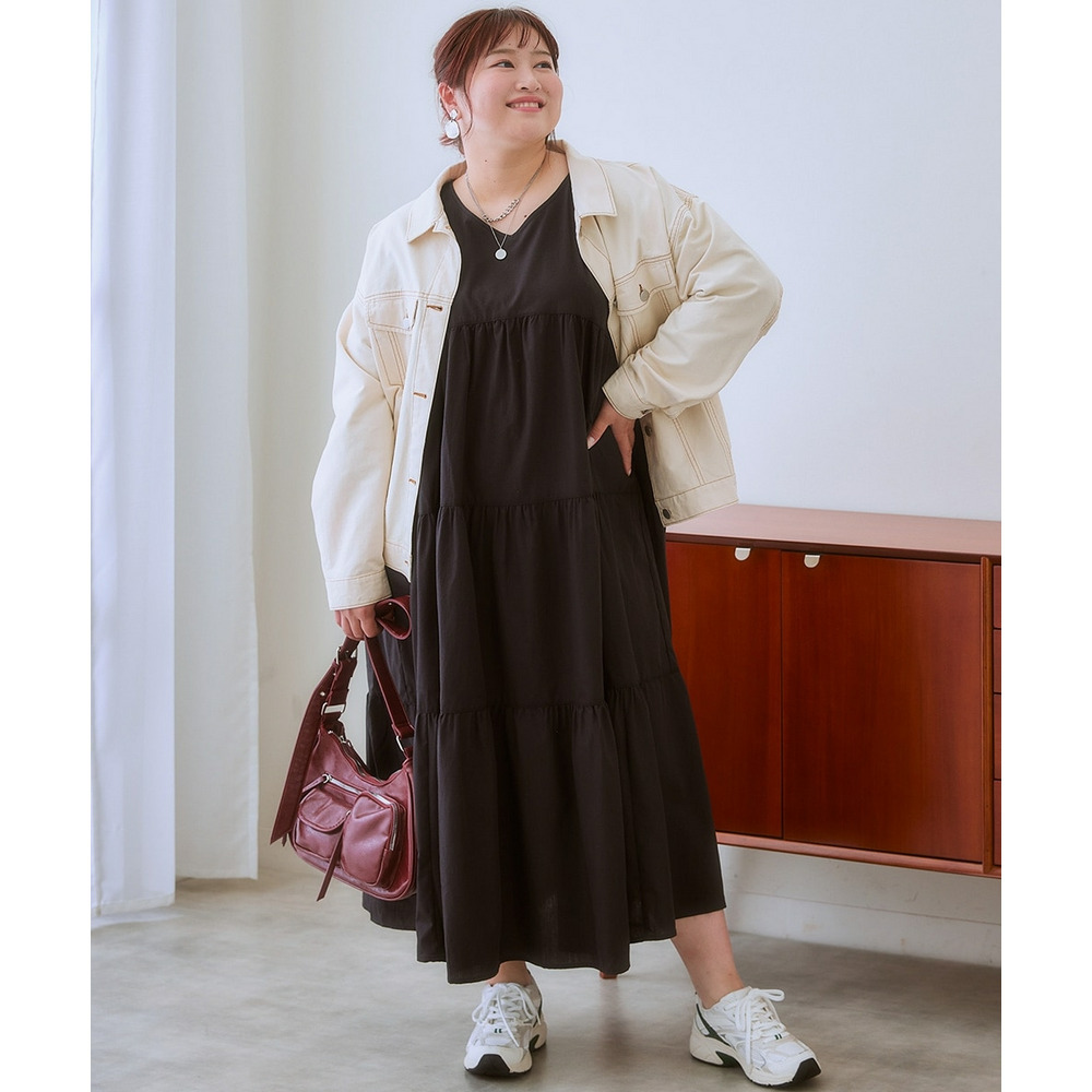 ゆるシルエットティアードデザインワンピース 大きいサイズ21