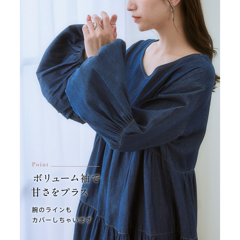 ゆるシルエットティアードデザインワンピース 大きいサイズ5
