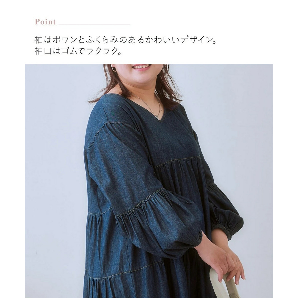 ゆるシルエットティアードデザインワンピース 大きいサイズ7