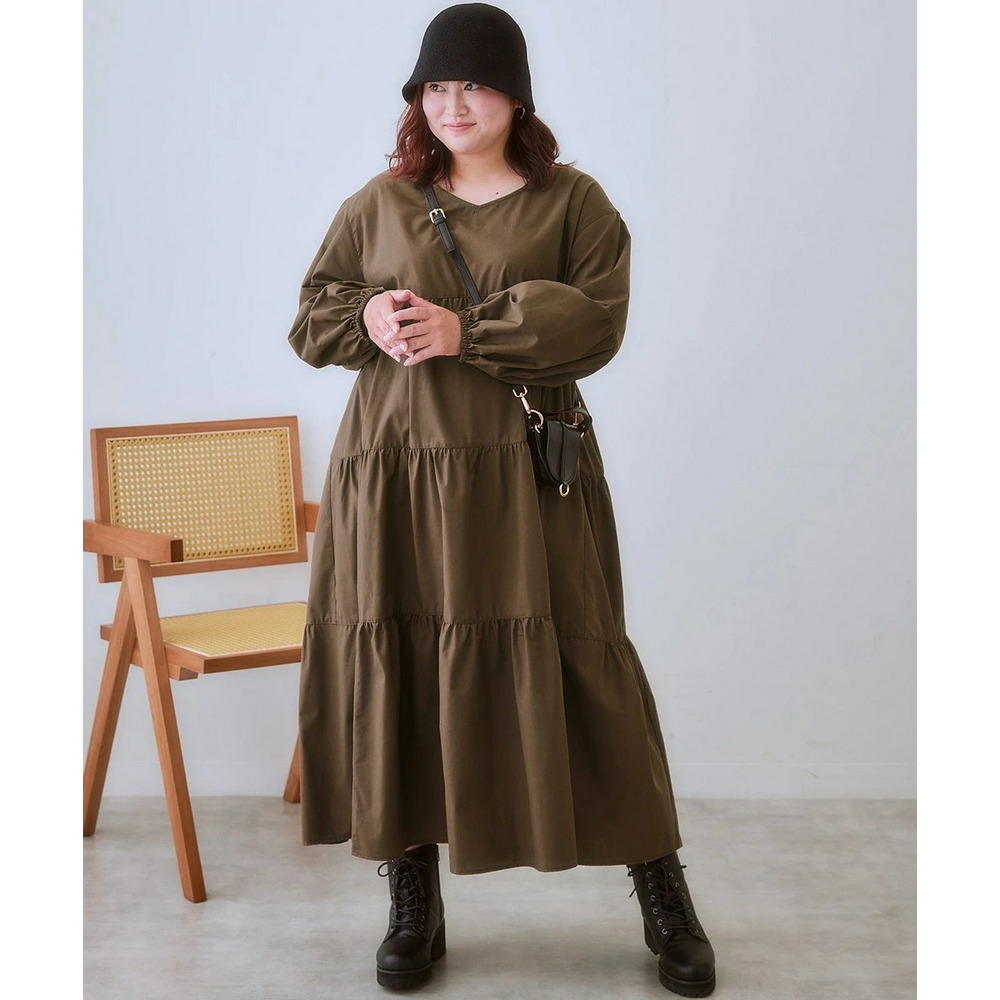 ゆるシルエットティアードデザインワンピース 大きいサイズ8