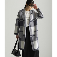 チェック柄ニットコート 大きいサイズ