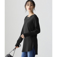 綿100％フライス素材レイヤードでも使えるフィッシュテールロング丈Ｔシャツ（UVカット） 大きいサイズ