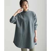 綿100％裏起毛スウェットモックネックゆるシルエットチュニック(抗菌防臭・毛玉防止・静電気防止) 大きいサイズ