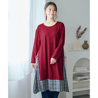 あたたかミル起毛異素材切替チュニック 大きいサイズ