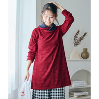 あたたかミル起毛配色切替ヘチマチュニック 大きいサイズ