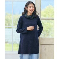 あたたかミル起毛配色切替ヘチマチュニック 大きいサイズ
