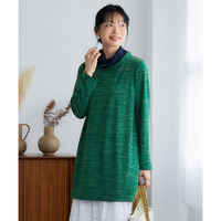 あたたかミル起毛配色切替ヘチマチュニック 大きいサイズ