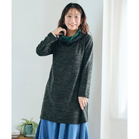 あたたかミル起毛配色切替ヘチマチュニック 大きいサイズ