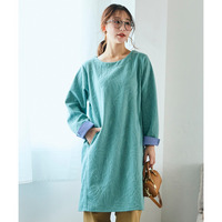 ふくれフラワージャガード袖配色チュニック 大きいサイズ