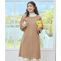 ふくれフラワージャガード袖配色チュニック 大きいサイズ