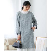 ふくれフラワージャガード袖配色チュニック 大きいサイズ