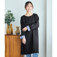 ふくれフラワージャガード袖配色チュニック 大きいサイズ