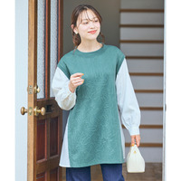 ふくれフラワージャガード重ね着風トップス 大きいサイズ