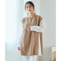 ふくれフラワージャガード重ね着風トップス 大きいサイズ