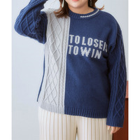 ゆるシルエットケーブルデザインロゴニットプルオーバー 大きいサイズ