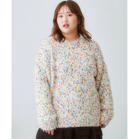 ポコポコネップ入カラフルニットプルオーバー 大きいサイズ