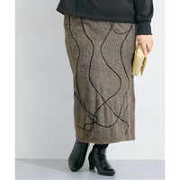 コード刺しゅうシャギースカート（ゆったりヒップ） 大きいサイズ