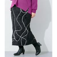 コード刺しゅうシャギースカート（ゆったりヒップ） 大きいサイズ