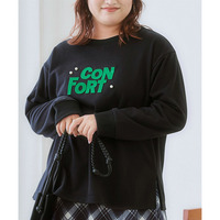 歯ブラシ刺しゅうパール調ビジュー付トレーナー 大きいサイズ