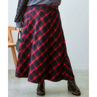 Aラインチェックスカート（ゆったりヒップ） 大きいサイズ