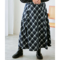 Aラインチェックスカート（ゆったりヒップ） 大きいサイズ