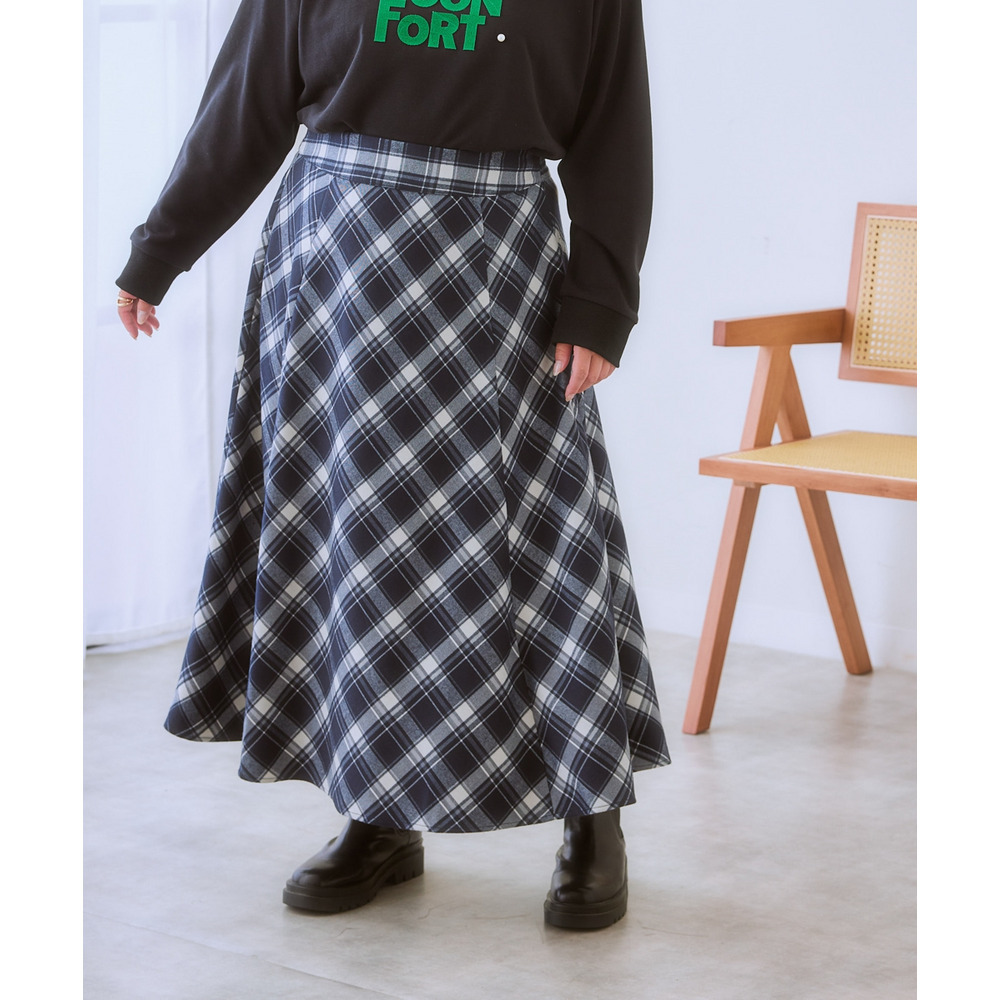 Aラインチェックスカート(ゆったりヒップ) 大きいサイズ10