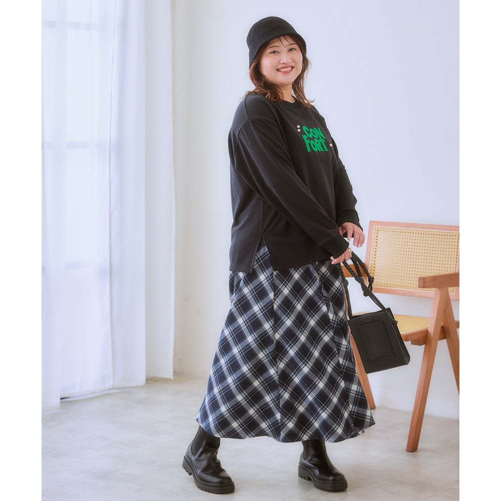 Aラインチェックスカート(ゆったりヒップ) 大きいサイズ13