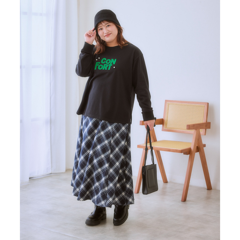 Aラインチェックスカート(ゆったりヒップ) 大きいサイズ15