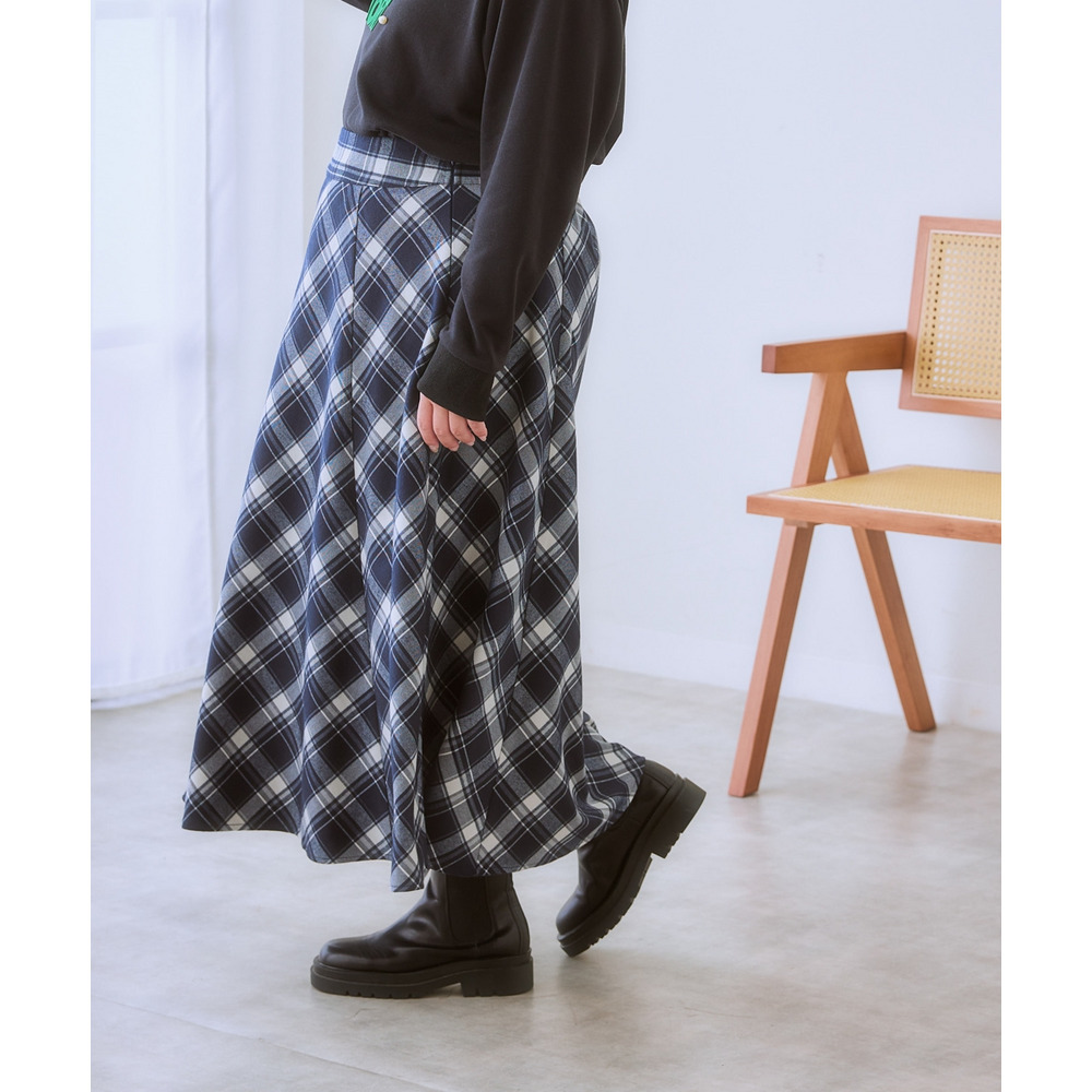Aラインチェックスカート(ゆったりヒップ) 大きいサイズ17