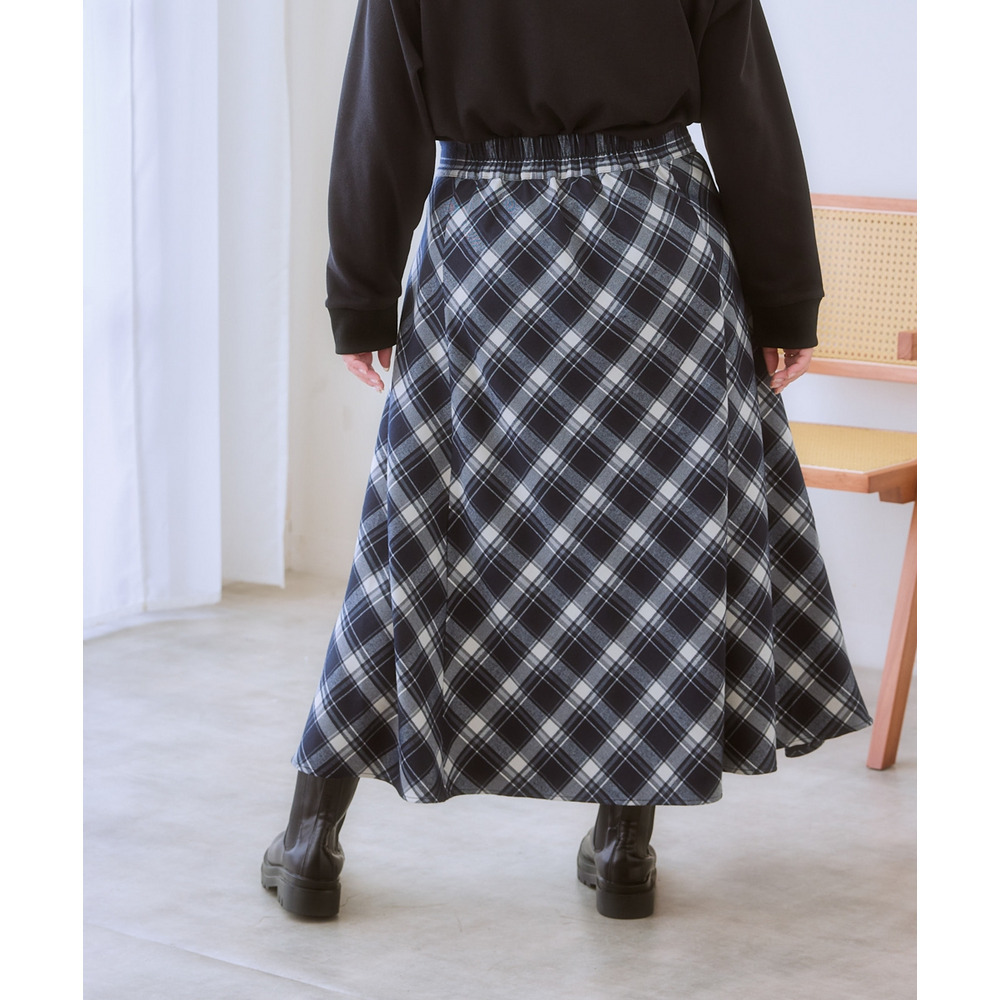 Aラインチェックスカート(ゆったりヒップ) 大きいサイズ18