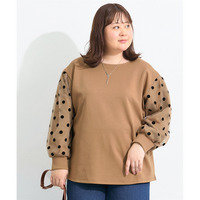 袖チュールドットプルオーバー 大きいサイズ