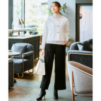 【レディーススーツ】<OTOさんコラボ>ボトムが選べるセットアップスーツ(ノーカラージャケット+ワイドパンツまたはロング丈フレアスカート)(ストレッチウール調シリーズ) 大きいサイズ