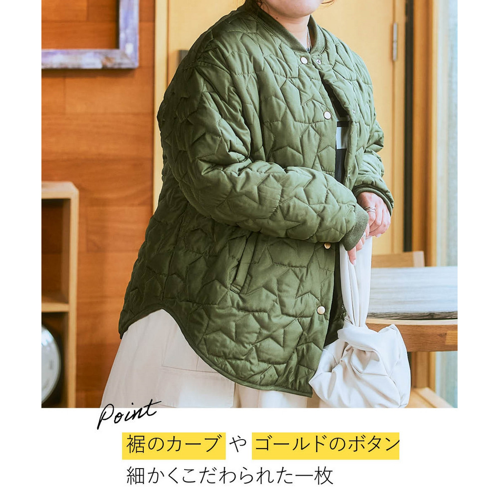 星柄キルティングアウター 大きいサイズ4