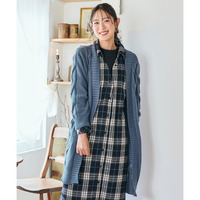 お手入れ簡単ケーブル編ニットロングカーデ（静電気が起きにくい） 大きいサイズ