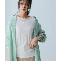 細リブクルーネックカットソートップス 大きいサイズ