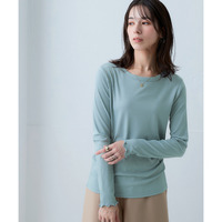 細リブクルーネックカットソートップス 大きいサイズ