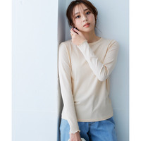 細リブクルーネックカットソートップス 大きいサイズ