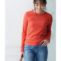 細リブクルーネックカットソートップス 大きいサイズ