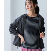 細リブクルーネックカットソートップス 大きいサイズ