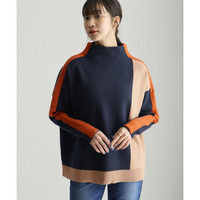 細見せ配色ニット 大きいサイズ