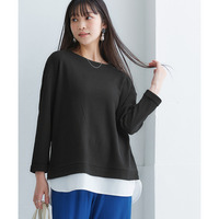 ワッフル素材重ね着風トップス（9分袖）（UVカット） 大きいサイズ