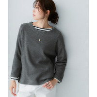 ワッフル素材重ね着風トップス（9分袖）（UVカット） 大きいサイズ