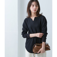 ワッフル素材キーネックトップス（UVカット） 大きいサイズ