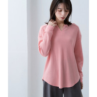 ワッフル素材キーネックトップス（UVカット） 大きいサイズ